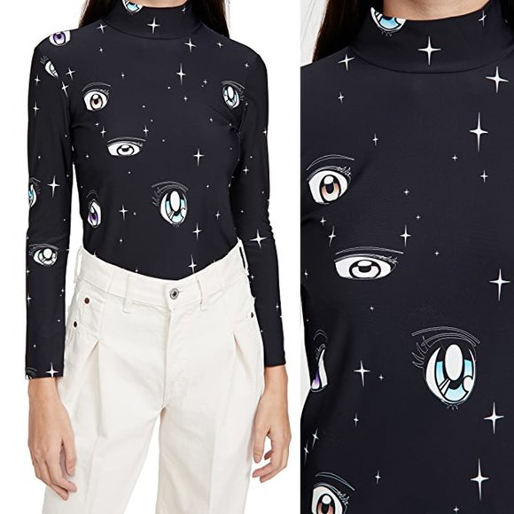 NWT Sandy Liang Secrets EYE print mock neck shirt - Picture 2 of 5